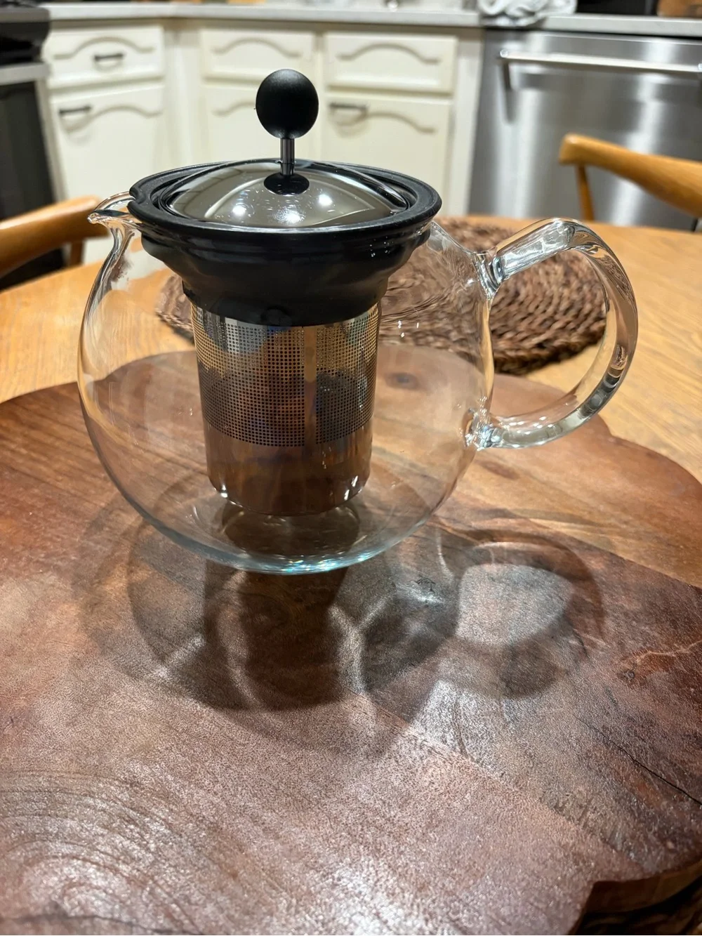 Primula Glass Teapot with Stainless Steel Infuser & Black Lid